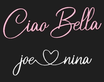 Bella end Heart & Tail Script Font Embroidery Machine Designs BX Monogram 6 Sizes 606 files Instant Download Swashes glyphs Wedding swirly