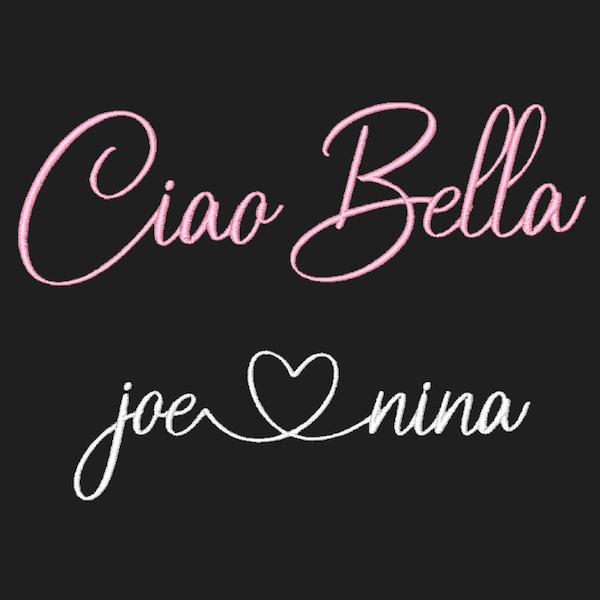 Bella end Heart & Tail Script Font Embroidery Machine Designs BX Monogram 6 Sizes 606 files Instant Download Swashes glyphs Wedding swirly