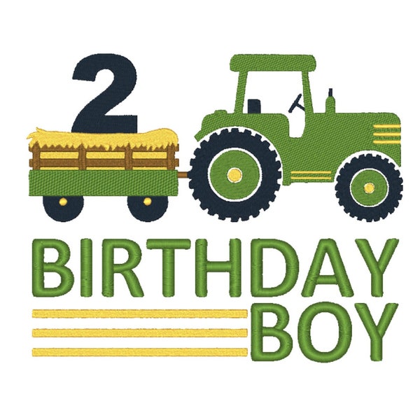 Tractor Birthday Boy Embroidery Machine Designs Numbers Superscript 10 sizes  1st 2nd 3rd 4th 5th 6th 7th 8th 9th Party Farm plow