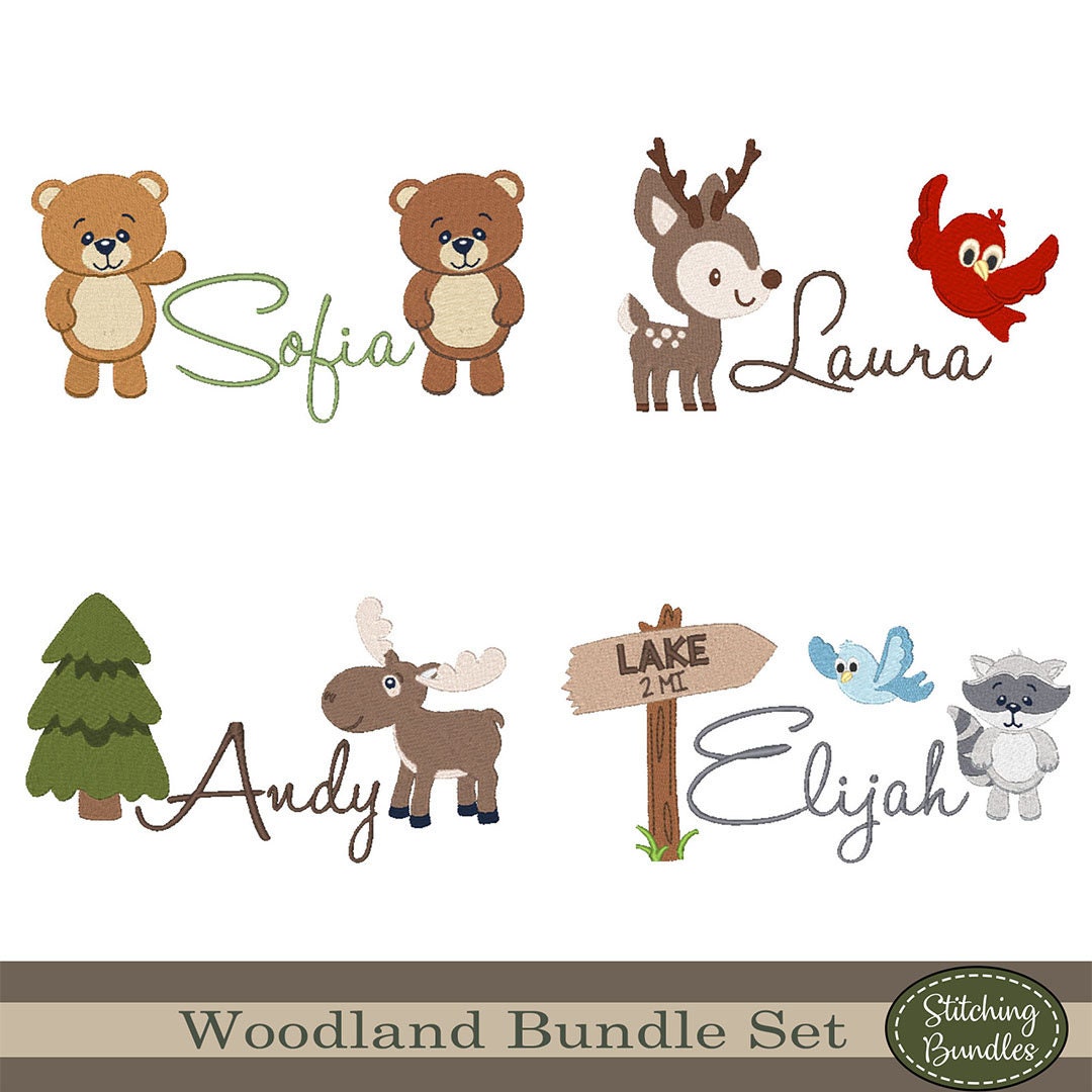 Woodland Forest Animal Embroidery Machine Designs Bundle Set 79 Files ...