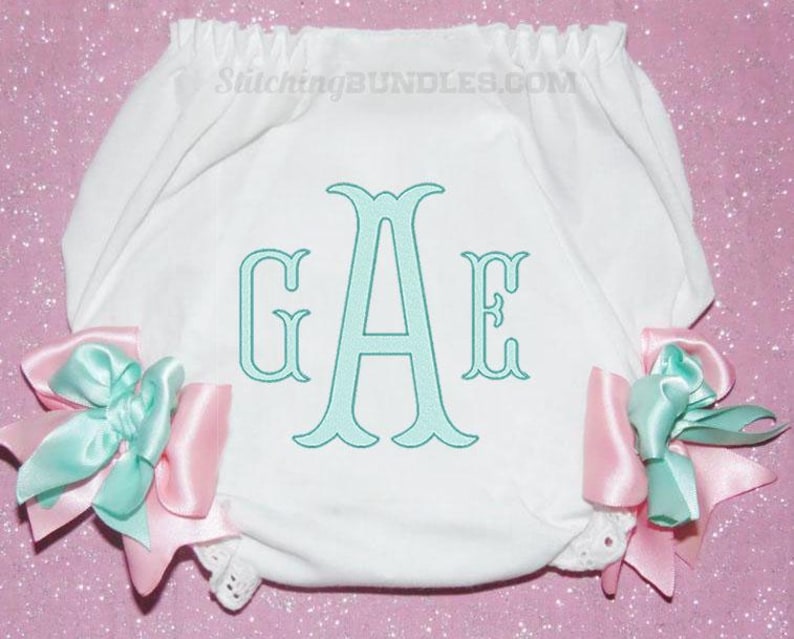 Fishtail Monogram 2 Color Embroidery Font BX 6 Sizes 11 Formats Machine ...