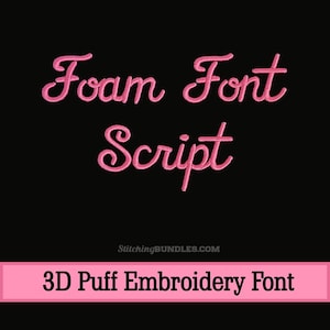 3D Puff Foam Font Script Embroidery Machine Designs BX Monogram 6 sizes each total 384 files Instant Download Raisded Puffy Cursive letters