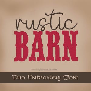 Rustic Barn Duo ScriptとSerifフォント刺繍機デザイン BXモノグラム 7サイズ各651ファイル フィッシュテール ウエスタンカントリー