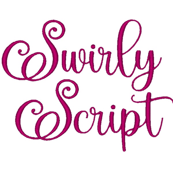 Swirly Script  Monogram Font BX Embroidery Machine Designs 7 Sizes Instant Download Satin Fill Numbers Punctuation Alphabets Wedding Cursive