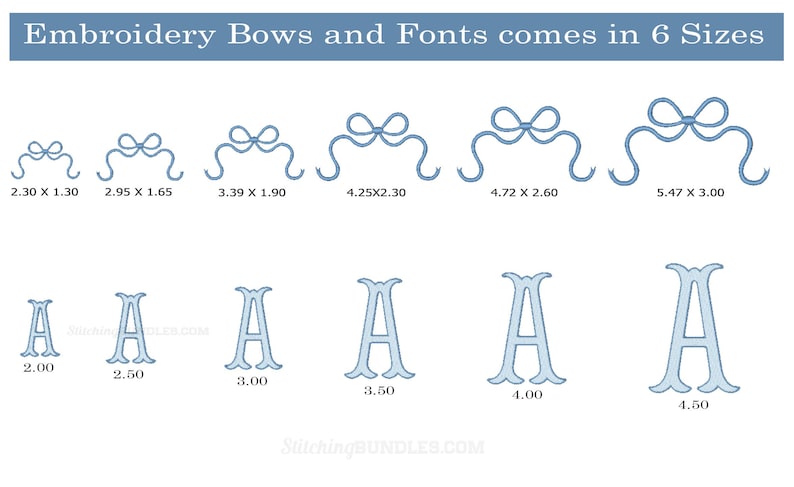 Fishtail Monogram With Bow 2 Color Embroidery Font BX 6 Sizes 11 ...