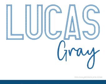 Lucas Gray Duo Embroidery Font BX Monogram 749 files Sans and Script Fonts 7 sizes each Embroidery Machine Designs Instant Download font set