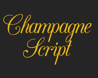 Champagne Script Embroidery Machine Designs Font 5 Sizes Instant Download BX Monogram Elegant Numbers Punctuation Alphabets Wedding Cursive