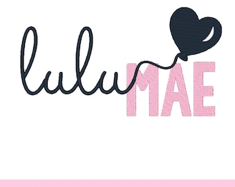 Annie Mae Duo Font Heart with tail Machine Embroidery BX fonts 6 Sizes 780 files Monogram love Swashes Script Signature Instant Download set