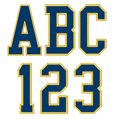 Varsity College Applique Embroidery Designs Font Numbers 3 - Etsy