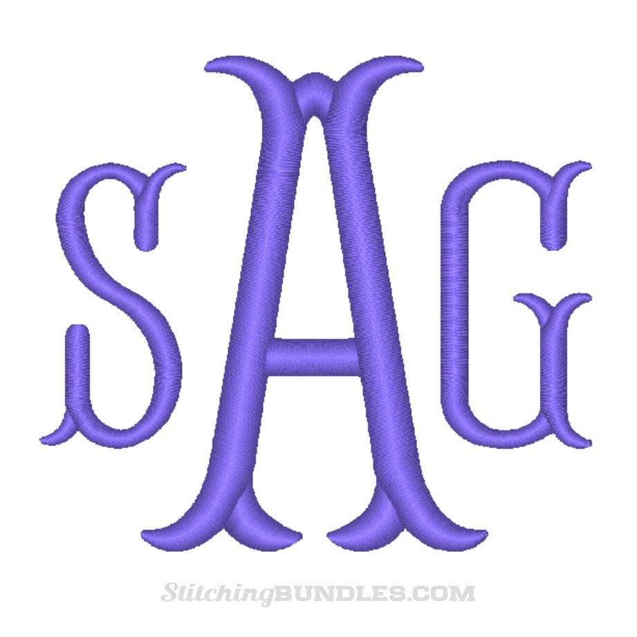 Fishtail Satin Monogram Embroidery Font BX 6 Sizes 11 Formats Machine ...