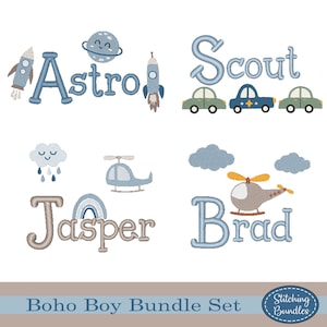 83 Boho Boy Embroidery Machine Designs Bundle Set INSTANT DOWNLOAD Monogram BX Font Boho Nursery Baby Shower Rainbow Newborn Vehicles