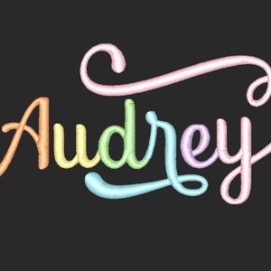 Audrey Font with tails swash Embroidery Machine Designs 654 Fonts 6 sizes Instant Download BX Monogram Signature Swash Cursive Script swirl image 2