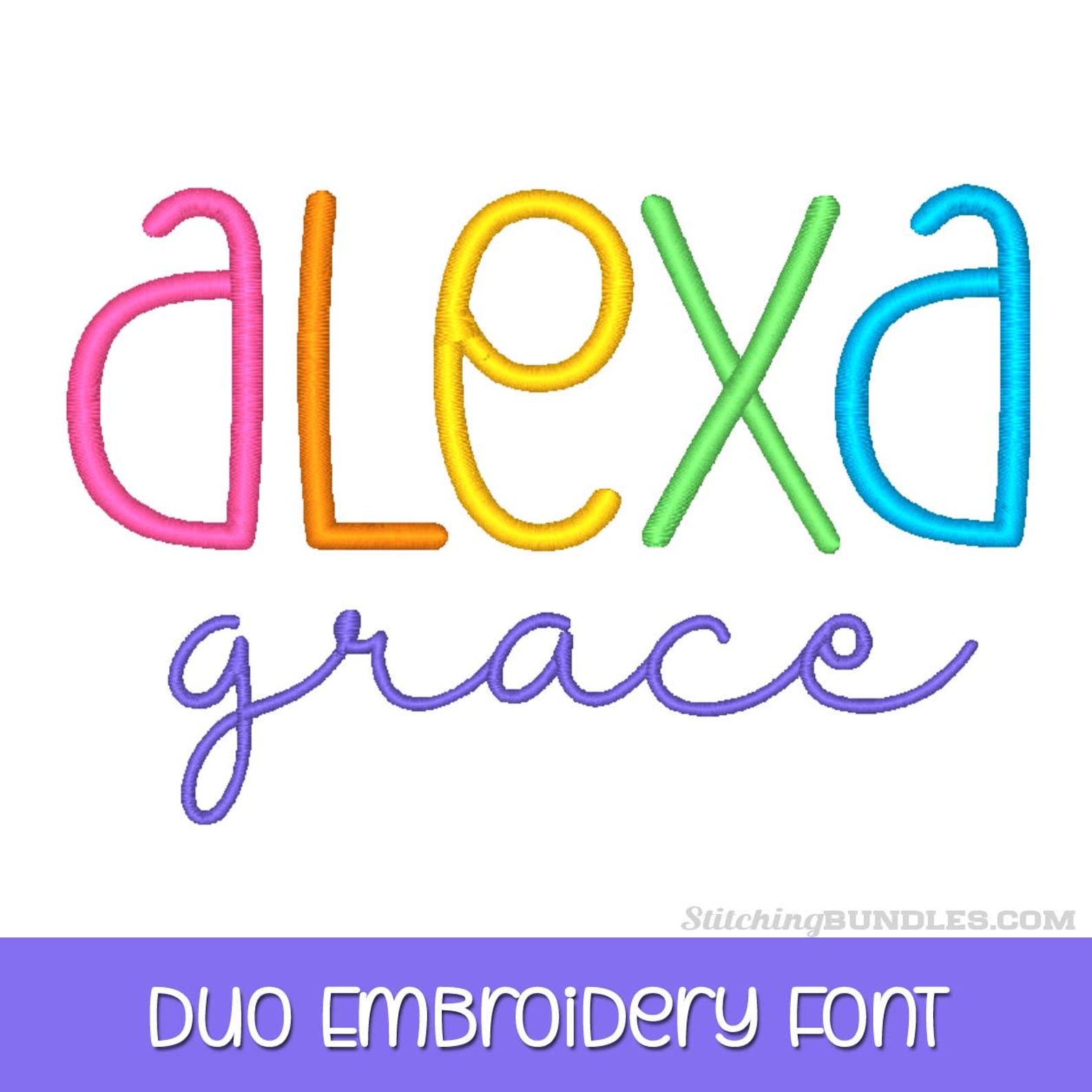 Alexa Grace Duo Font BX Embroidery Machine Designs Monogram - 2 Fonts ...