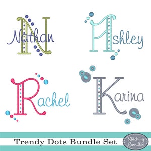 111 Trendy Dots Embroidery Machine Designs Bundle Set Fonts - Instant Download - Monogram BX Font Polka Dots Circle Letters Vintage Retro