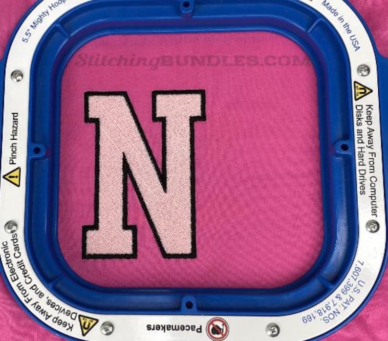 2 Color Varsity Embroidery Designs Font Numbers 6 Sizes Instant Download BX Fonts Monogram College Block Collegiate Sport Athletic Letters image 4