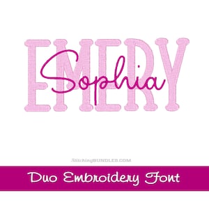 Conjunto de fuentes de bordado Berry Bliss Duo Monogram BX 742 archivos Fuentes Sans y Script 7 tamaños cada una Diseños para máquina de bordar Descarga instantánea