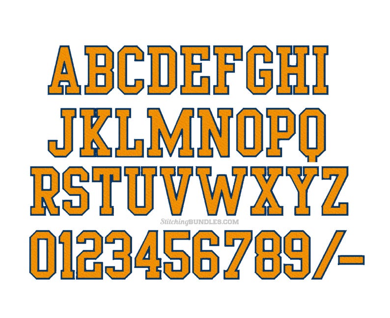 2 Color Varsity Embroidery Designs Font Numbers 6 Sizes Instant Download BX Fonts Monogram College Block Collegiate Sport Athletic Letters image 2