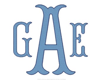 Fishtail Monogram 2 Color Embroidery Font BX 6 sizes 11 formats machine embroidery design Fonts Alphabet file vintage Letter