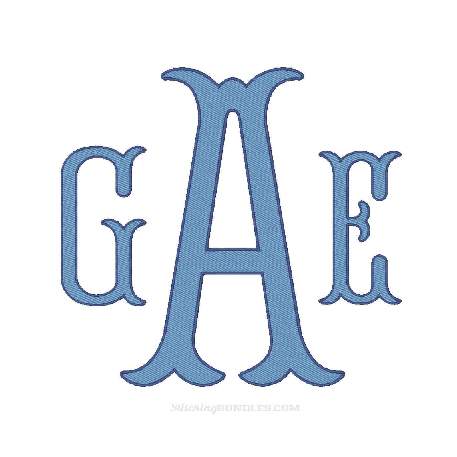 Fishtail Monogram 2 Color Embroidery Font BX 6 Sizes 11 Formats Machine ...