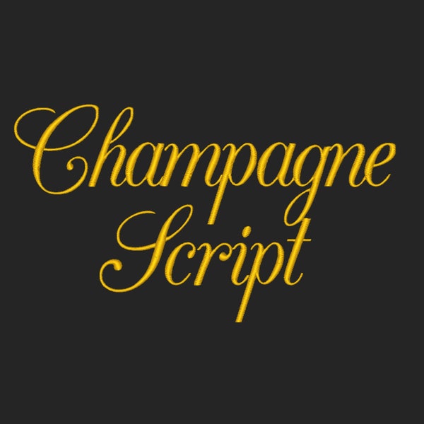 Champagne Script Broderie Machine Designs Police 5 Tailles Téléchargement instantané BX Monogramme Numéros élégants Ponctuation Alphabets Mariage Cursive