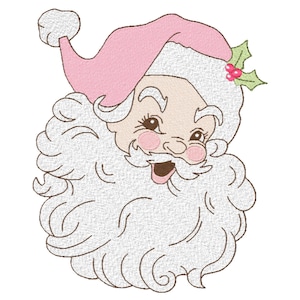 Vintage Santa Embroidery Machine Designs - Santa Baby Merry Christmas INSTANT DOWNLOAD -10 sizes 4X4 5X7 6X10 7X12 Reto Santa Claus pink