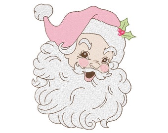 Vintage Santa Embroidery Machine Designs - Santa Baby Merry Christmas INSTANT DOWNLOAD -10 sizes 4X4 5X7 6X10 7X12 Reto Santa Claus pink