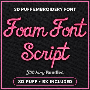 3D Puff Foam Font Script Embroidery Machine Designs BX Monogram 6 sizes each total 384 files Instant Download Raisded Puffy Cursive letters