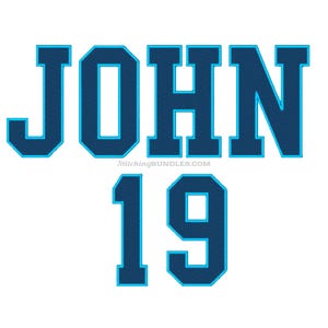 2 Color Varsity Embroidery Designs Font Numbers 6 Sizes Instant Download BX Fonts Monogram College Block Collegiate Sport Athletic Letters image 3