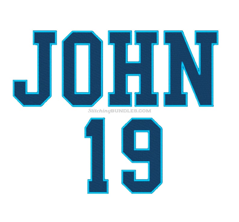 2 Color Varsity Embroidery Designs Font Numbers 6 Sizes Instant Download BX Fonts Monogram College Block Collegiate Sport Athletic Letters image 3