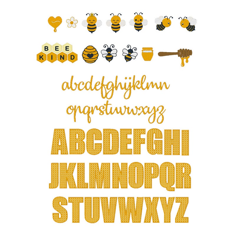 Bumble Bee Embroidery Machine Designs Bundle Set Honeycomb Monogram BX ...