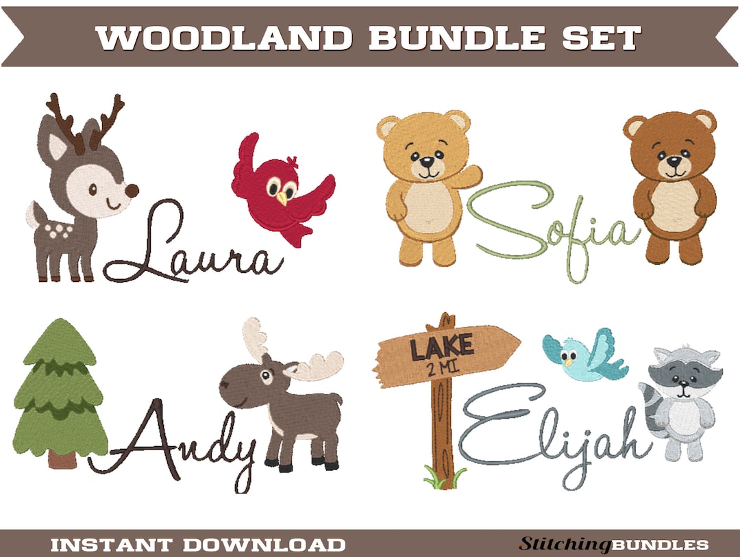 Woodland Forest Animal Embroidery Machine Designs Bundle Set - Etsy