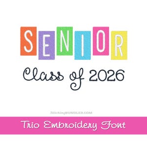 Starlight Trio Embroidery Font Set Script and box letter BX Machine Designs 3 Style - 7 sizes each 973 files Retro Block Colors senior