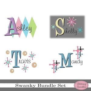 137 Retro Swanky Embroidery Machine Designs Bundle Set with Fonts  Instant Download  Fill Stitch Monogram Alphabets Letters Vintage BX Font