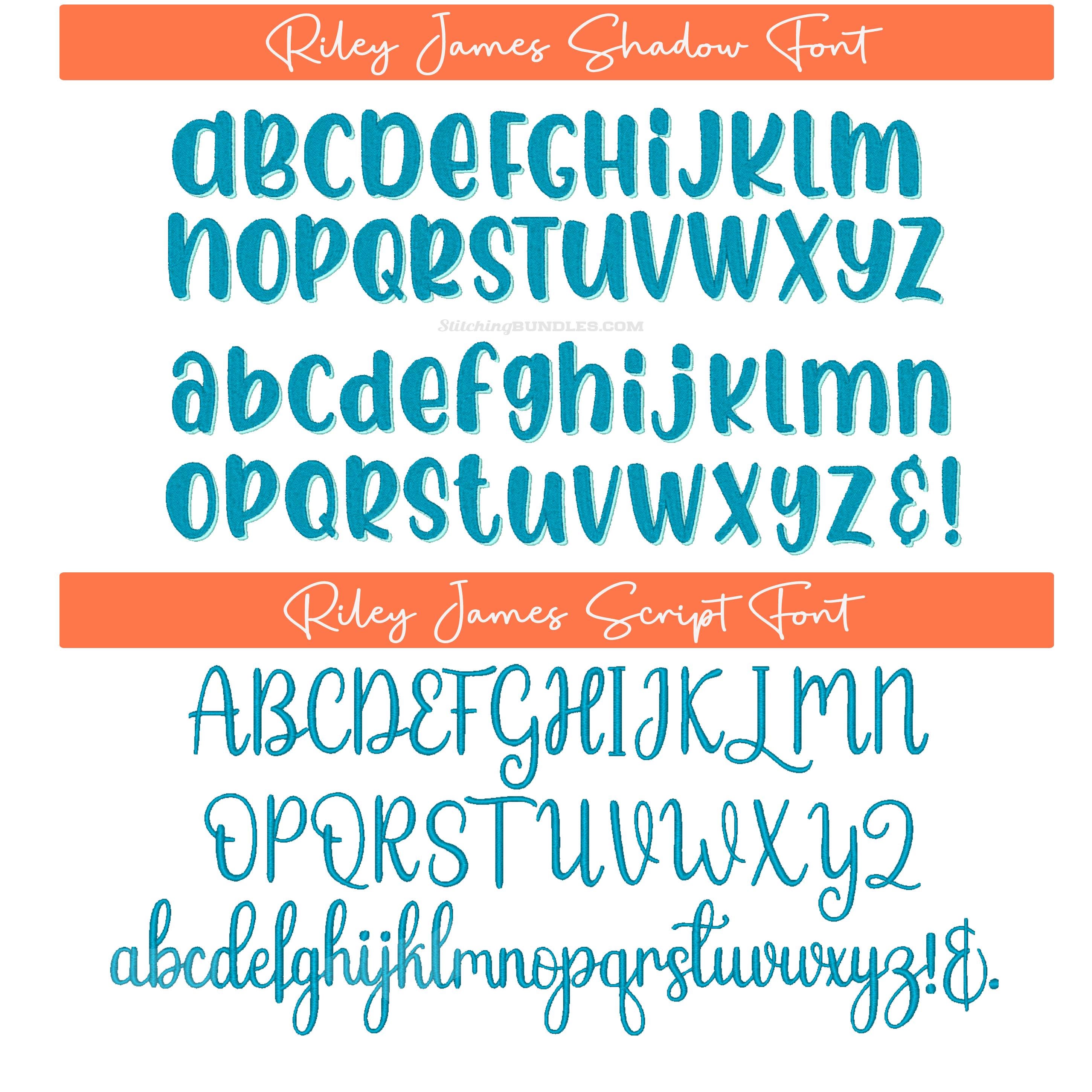 Riley In Font Riley Duo Embroidery Font BX Shadow and Script Set 6 Sizes Each 654 ...