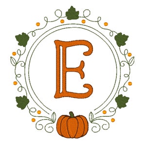 Autumn Leaf Vine Frame Machine Embroidery Design Instant Download Fall 9 sizes Pumpkin Monogram Borders Digital thanksgiving Halloween