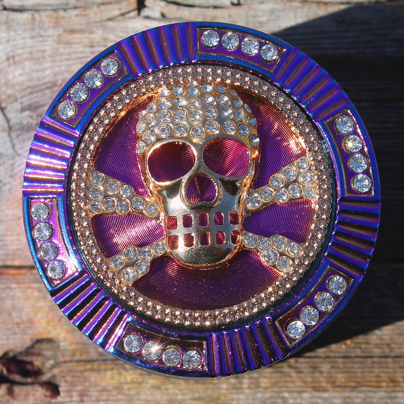 2.5" 64mm Zinc Alloy Grinder Frog Skull Spider Magnetic Heavy Duty Large 4 Pcs Rainbow Rhinestone Diamond Bling Grinders Catcher Lid ZingCo Skull