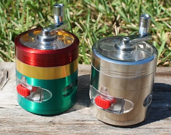 2.5" 64mm Zinc Alloy Grinder Magnetic Lid Heavy Duty Large Crusher Grinders Catcher Handle Crank Mill 4 Pcs Big Dry Herbal Herb Spice Smoke