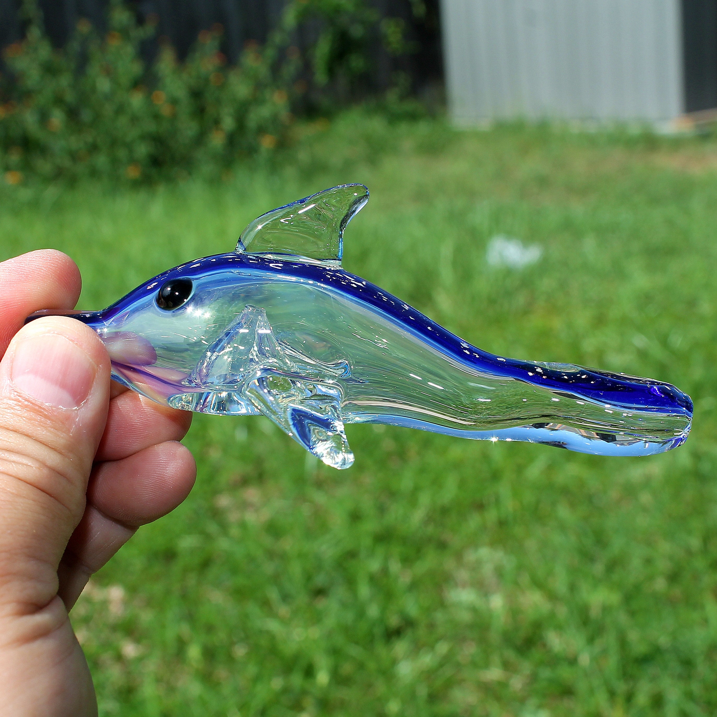 5 Glass Smoke Bowl Dolphin Silver Fumed Heavy Smoking Etsy
