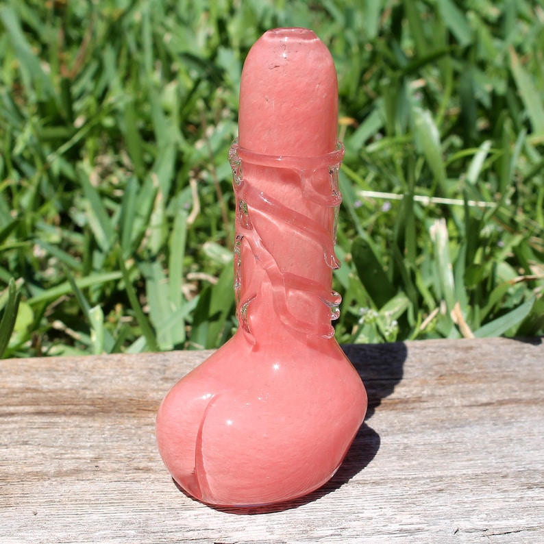 4.5" Funny Glass Smoking Pipes Bowls for Smoke Spoof Prank Boobs Man's Penis Phallus Dick Pipe Tobacco Bowl Handmade Unique Gift Heavy Cute Pink