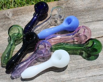 4“ Glass Smoke Bowl "Simplicity Series" Smoking Pipe Tobacco Bowls Spoon Shaped Pipes Handmade Slim Unique Basic Gift