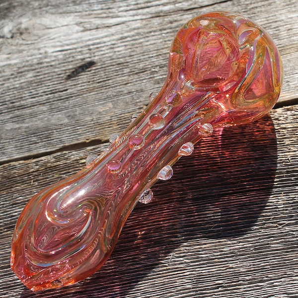 4.5" Bol de fumée en verre fumé or rose Pipes à fumer solides claires Bols à tabac Pipe à collectionner Cadeau Girly Cuillère à changement de couleur unique