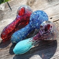 4&quot; Glass Smoke Bowl &quot;New Life&quot; and &quot;New Cell&quot; Fumed Smoking Pipes Bowls Tobacco Pipe Unique Handmade Collectible Blue Purple Red Girly Gift
