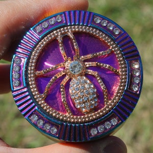 2.5" 64mm Zinc Alloy Grinder Frog Skull Spider Magnetic Heavy Duty Large 4 Pcs Rainbow Rhinestone Diamond Bling Grinders Catcher Lid ZingCo image 8