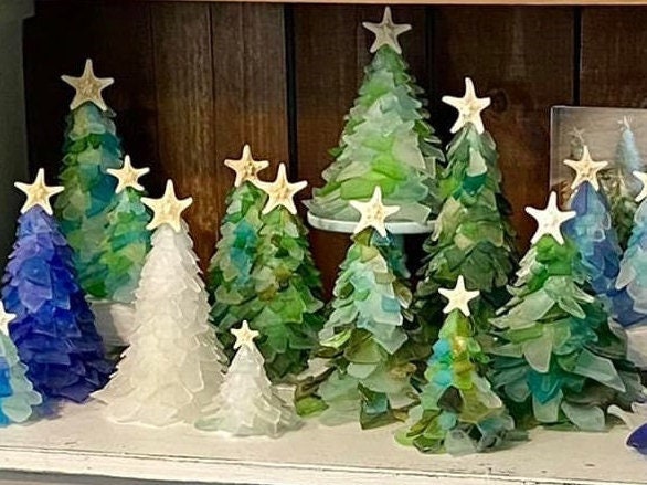  Sea Glass Christmas Tree Ornament, Sea Glass Christmas  Ornament, Sea Crystal Glass Decor Crafts, Glass Christmas Tree Hanging  Crystals for Decoration (All 12 Pcs) : Home & Kitchen