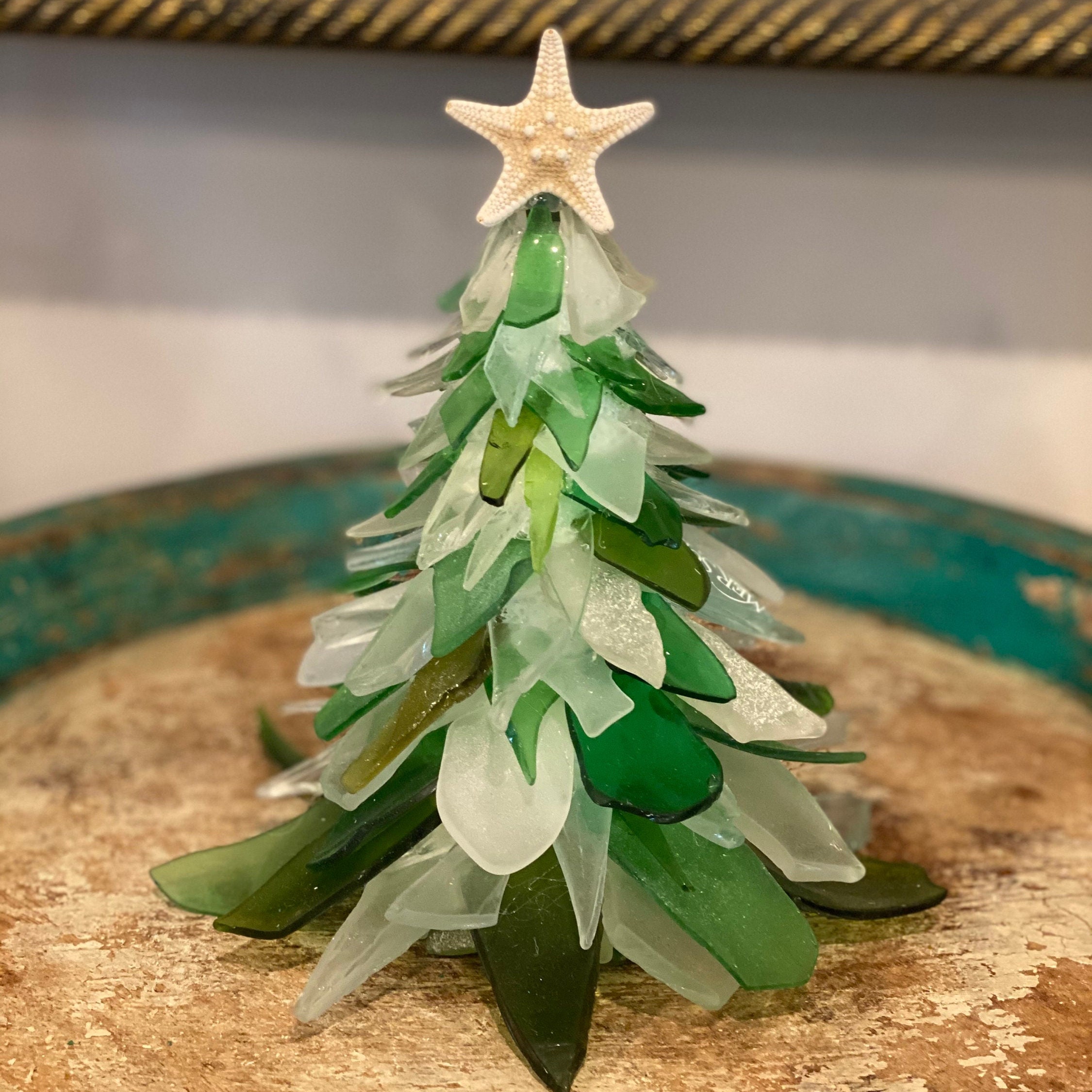 Sea Glass Christmas Tree Ornament, Sea Glass Christmas Ornament, Sea  Crystal Glass Decor Crafts, Glass Christmas Tree Hanging Crystals for  Decoration