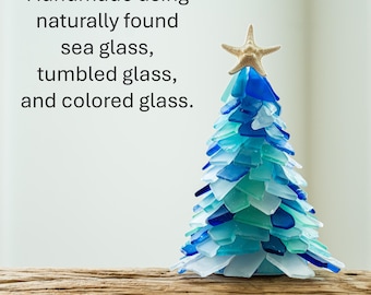 Customizable 11" Large Sea Glass Christmas Tree | Handmade Coastal Holiday Decor
