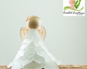 Customizable 3” Sea Glass Angel (PICK YOUR COLORS!) – Coastal Gift, Handmade Beach Décor, Nautical Holiday Angel, Florida Art