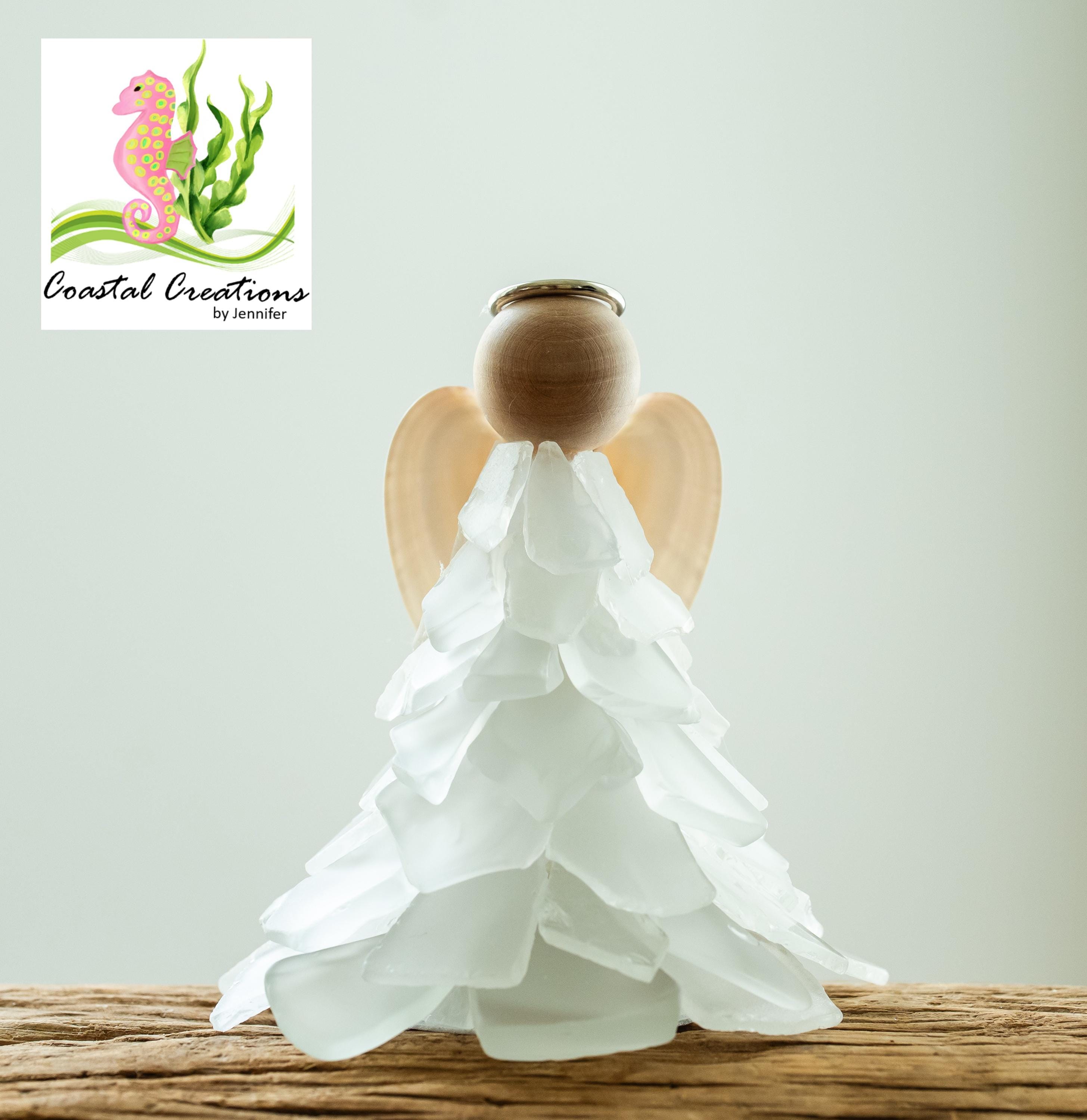 Customizable 5" Sea Glass Angel (PICK YOUR COLORS!) – Coastal Gift, Handmade Beach Décor, Nautical Holiday Angel, Florida Art