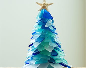 Customizable 11&quot; Sea Glass Christmas Tree – Choose Your Colors! – Coastal & Beach House Décor