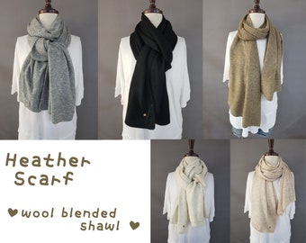 Heather Scarf for daily use wool blended shawl wrap fancy scarf long scarf Muffler wide scarf unisex oversized scarf fashion scarf